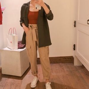 H&M high-waisted paperbag cargo pants